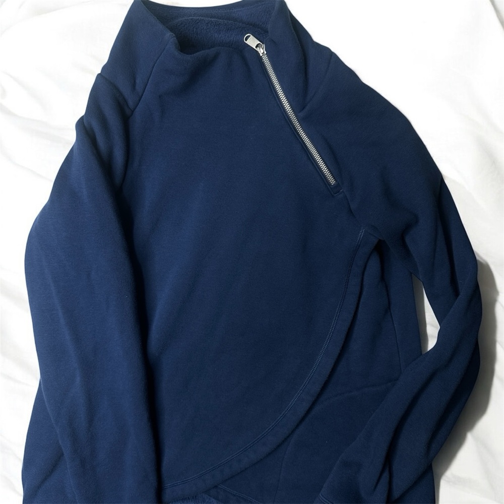 Athleta Cozy Karma Asym Pullover – Navy Blue - Picture 6 of 14